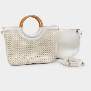Ruby Woven White Tote Purse (Francescas)